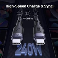 جودا كيبل نايلون تايب سي الى تايب سي بقوة 240 واط...