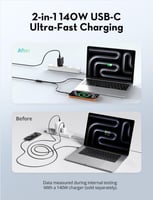 راف باور كيبل تايب سي الى تايب سي مزدوج بقوة 140 و...