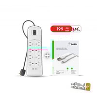 توصيلة بيلكن 8 منافذ يو اس بي + كيبل يو اس بي ايفو...