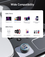 انكر شاحن للسيارة بقوة 67 واط مع سلك تايب سي تايب...