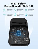 راف باور شاحن جداري نحيف بقوة 100 واط بمنفذين تايب...