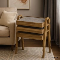 طقم طاولات جانبية خشبية S-02 قابلة للتعشيق 3 قطع