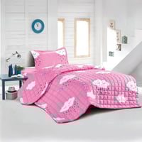 مفرش أطفال بناتي نفر | وردي برسومات غيوم كرتونية –...