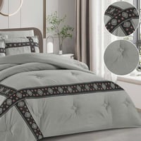 مفرش سدو تراثي رمادي فاخر 6 قطع بخامة مايكروفايبر...