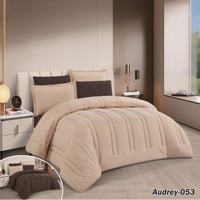 طقم مفرش Audrey سادة وجهين – بيج × بني غامق – نفر...