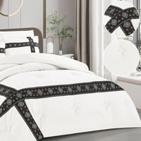 مفرش سدو تراثي أبيض فاخر 6 قطع بخامة مايكروفايبر م...