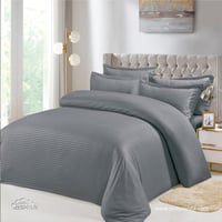 طقم مفرش فندقي رمادي مزدوج 7 قطع