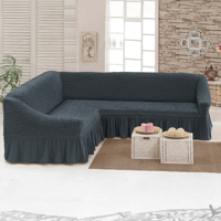 تلبيسة كنب زاوية سادة قابلة للتمدد بنمط بارز وتفاص...