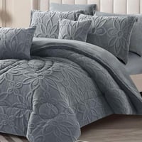 طقم لحاف Velvet Bloomمخمل فرو بتفاصيل بارزة دانتيل...