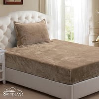 طقم شرشف مخمل 2 قطع | بني فاتح