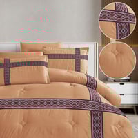 مفرش سدو تراثي بني فاخر 6 قطع بخامة مايكروفايبر مو...