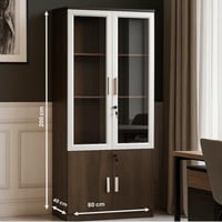 دولاب خشبي 2 باب مع أرفف تخزين وزجاج أمامي مقاس 80...