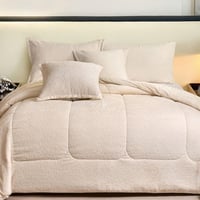 طقم لحاف شتوي نفرين مخمل كريمي | OBS