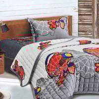 مفرش أطفال مضغوط مخمل – 3 قطع – سبايدر مان رمادي +...