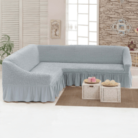 تلبيسة كنب زاوية سادة قابلة للتمدد بنمط بارز وتفاص...