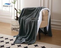 بطانية فلانو وجهين مخمل وفرو مقلمة | لون رمادي داك...