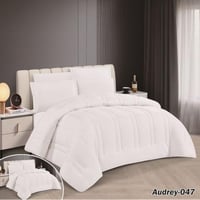 طقم مفرش Audrey سادة وجهين – أبيض – نفر ونص 4 قطع