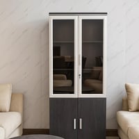 دولاب خشبي 2 باب مع أرفف تخزين وزجاج أمامي مقاس 80...