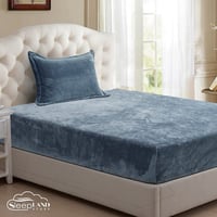 طقم شرشف مخمل 2 قطع | ازرق