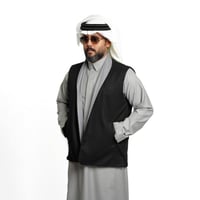 سديري ياقة دبل فيس جوخ - رجالي قلاب (اسود- رمادي)