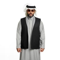 سديري ياقة دبل فيس جوخ - رجالي قلاب (اسود- رمادي)