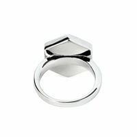 خاتم فضة رجالي سادة - حجر سداسي ماربل