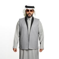 سديري ياقة دبل فيس جوخ - رجالي قلاب (اسود- رمادي)