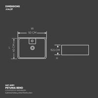 حوض مغسلة سطحي بيتونيا (مستطيل) - WB11