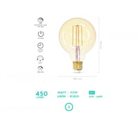 لمبة E27 ديكورية ذكية 450 لومين درجة لون الاضاءة 2...