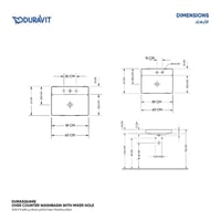 حوض مغسله ديورا سكوير سطحي بفتحه خلاط