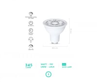 لمبة GU10 ذكية 345 لومين درجة لون الاضاءة 6500K-18...