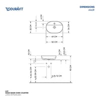 حوض مغسله لوف سطحي 50 سم