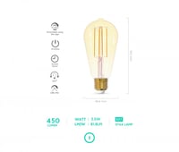 لمبة E27 ديكورية ذكية 450 لومين درجة لون الاضاءة 2...