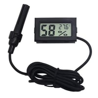 مقياس حرارة ورطوبة رقمي مستطيل أسود داخل وخارج الغ...