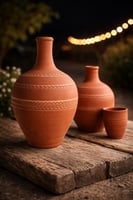 فخار تركي ( زير ماء ) مع 4 أكواب فخاريه