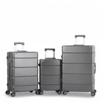 طقم حقائب سفر فاخرة من الألومنيوم - 3 قطع بتصميم ع...