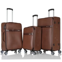 طقم حقائب سفر جلد 3 قطع بخامة جلد PU الفاخرة، تصمي...