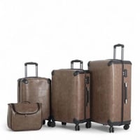 طقم حقائب سفر فاخرة ومحصنة - 4 قطع (3 ترولي + 1 حق...