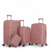 طقم حقائب سفر (4 قطع) بتصميم ماسي أنيق وضد الكسر -...