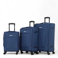 طقم شنط سفر قماش 3 قطع دبل كفرات هيكل ألمونيوم وسح...