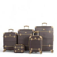 طقم حقائب سفر كلاسيكي فاخر - 5 قطع بتصميم أنيق وحم...