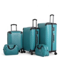 طقم حقائب سفر فاخرة ومحصنة - 5 قطع (3 ترولي + 2 حق...