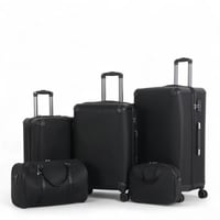 طقم حقائب سفر فاخرة ومحصنة - 5 قطع (3 ترولي + 2 حق...