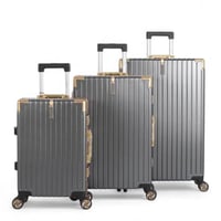 طقم حقائب سفر فاخرة من الألومنيوم - 3 قطع بتصميم ع...