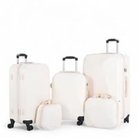 طقم شنط سفر - مكون من 5 قطع يشمل 3 شنط تروللي وشنط...