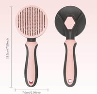 مشط دائري مع مكبس لإزالة الشعر للقطط والكلاب لون ز...