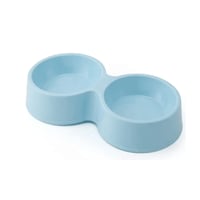 صحن طعام وشراب بلاستيك وسط مزدوج للقطط والكلاب لون...