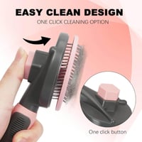 مشط دائري مع مكبس لإزالة الشعر للقطط والكلاب لون ز...