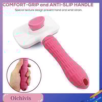 مشط حديد للقطط والكلاب مع مكبس لإزالة الشعر لون زه...