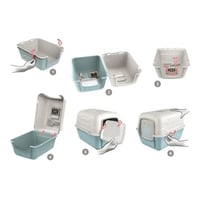 ليتر بوكس مغلق للقطط مع مجرفه داخليه وفلتر - لون ا...